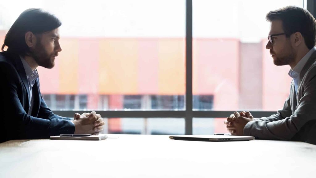 Two people having a conversation