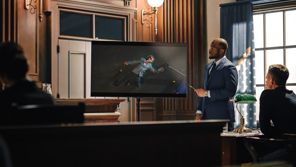 Person Displaying A Murder photo on a screen