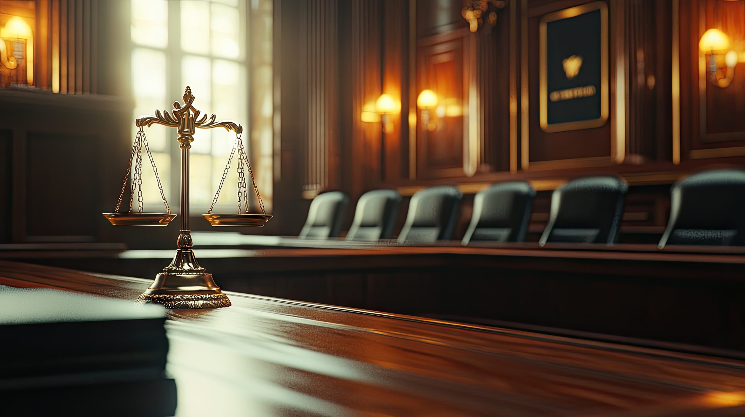 court room background with foreground court logo